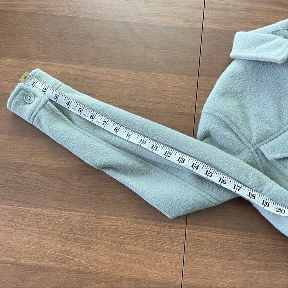 Joie | Women’s Fuzzy Sage Green Boxy Cropped Shacket Jacket Button Down Collared - Picture 12 of 12